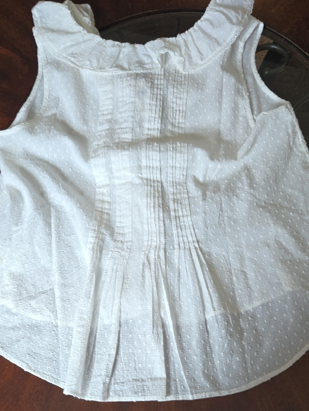 Anthropologie White Textured Sleeveless Top with Ribbon Trim - Picture 5 of 7